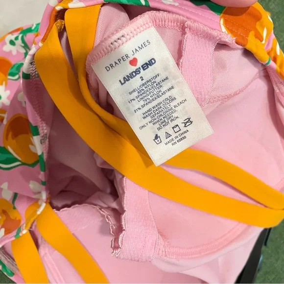 ๐ Draper James x Lands End pink orange blossom swim dress size 2 - Picture 5 of 6